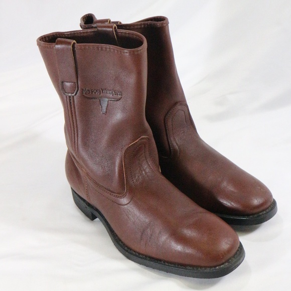 MASON WESTERN Mens Brown Cowboy Boots - Picture 7 of 8